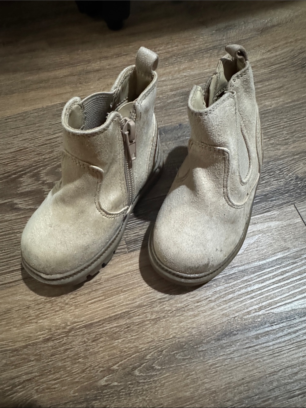 Kids Suede Ankle Boots in Beige - Classic Chelsea Style